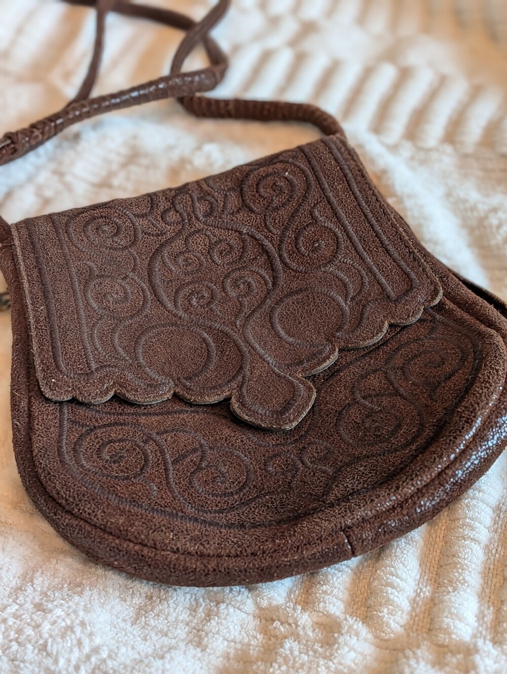 Brown Suede Crossbody Bag